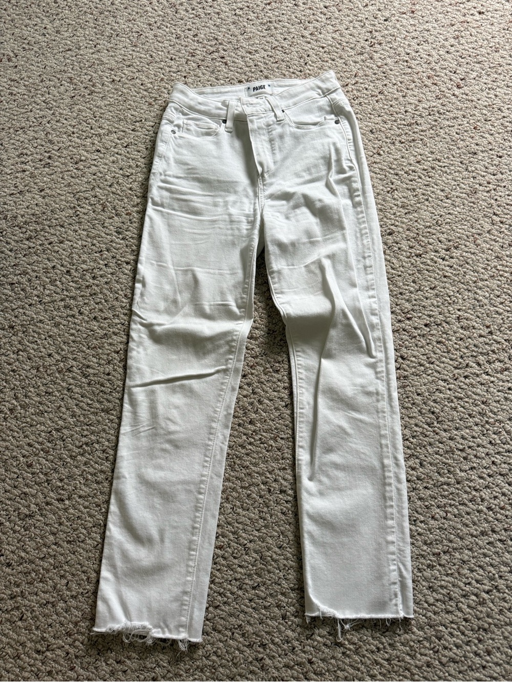 PAIGE White High-Rise Straight Jeans